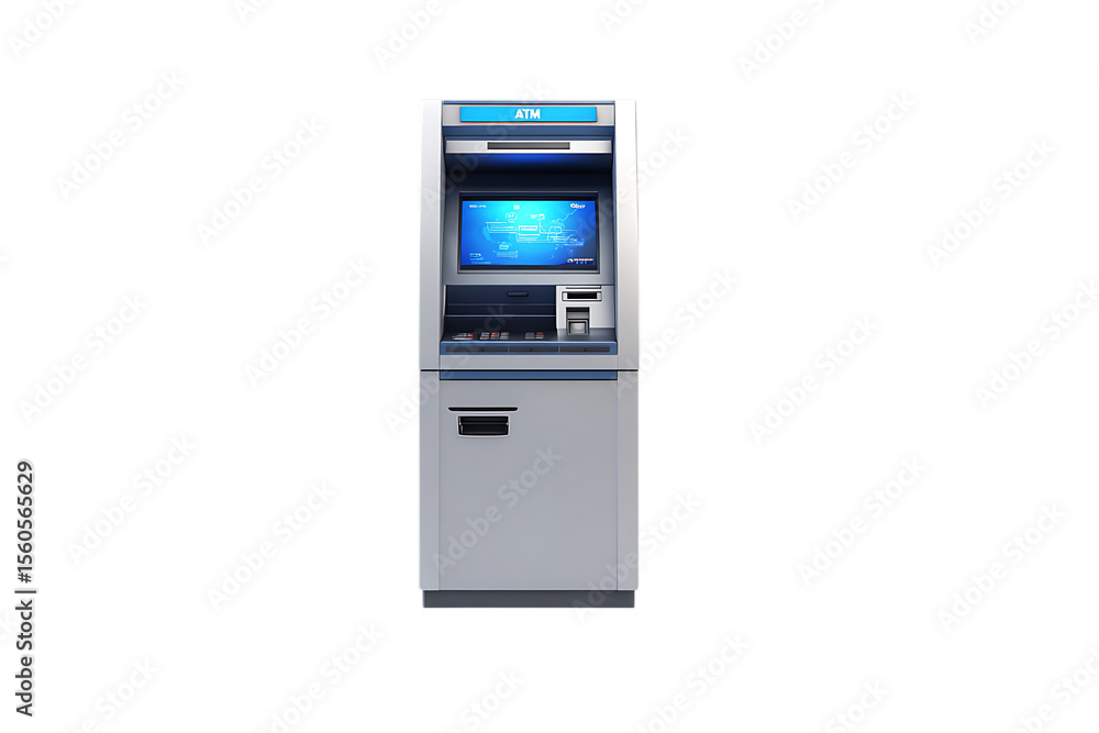 Modern ATM machine isolated on black background Modern ATM machine isolated on black background