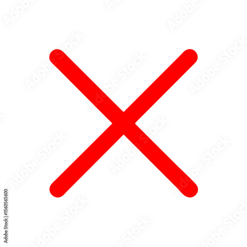 Red X Icon Simple Flat Design UI Element