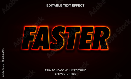 Fast speed glowing text effect with red orange gradient style for racing or sports design