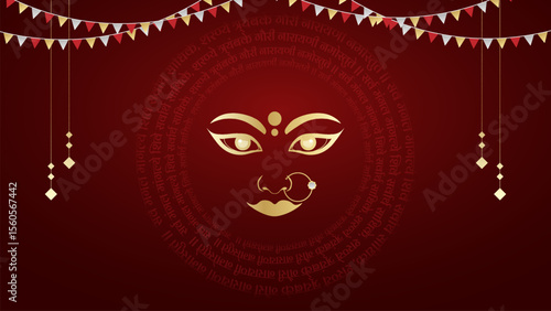 Maa Durga mantra with face in Sanskrit Translation In English Happy Navratri and "Lord Shiva asked for all the blessings"