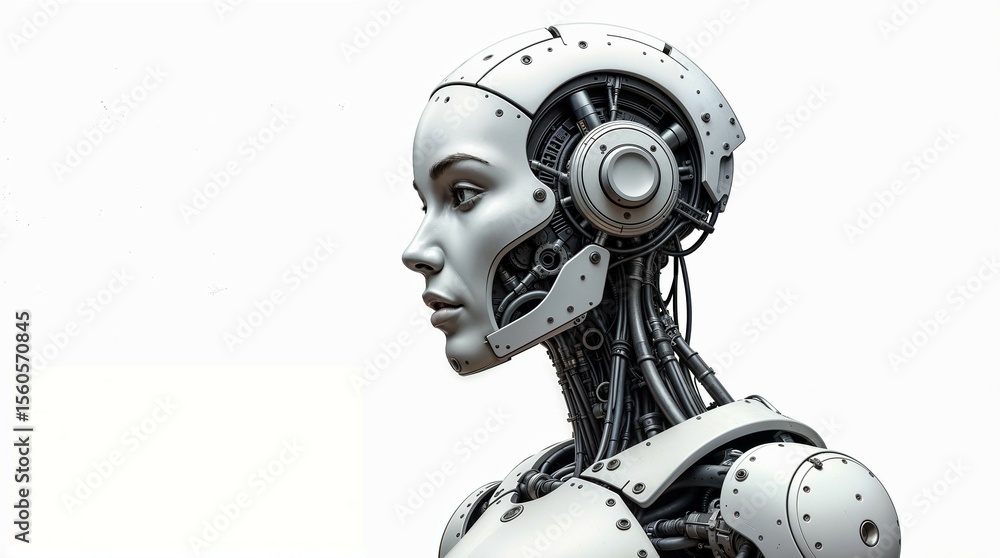 Futuristic robotic woman profile illustration with intricate mechanical details Futuristic robotic woman profile illustration with intricate mechanical details