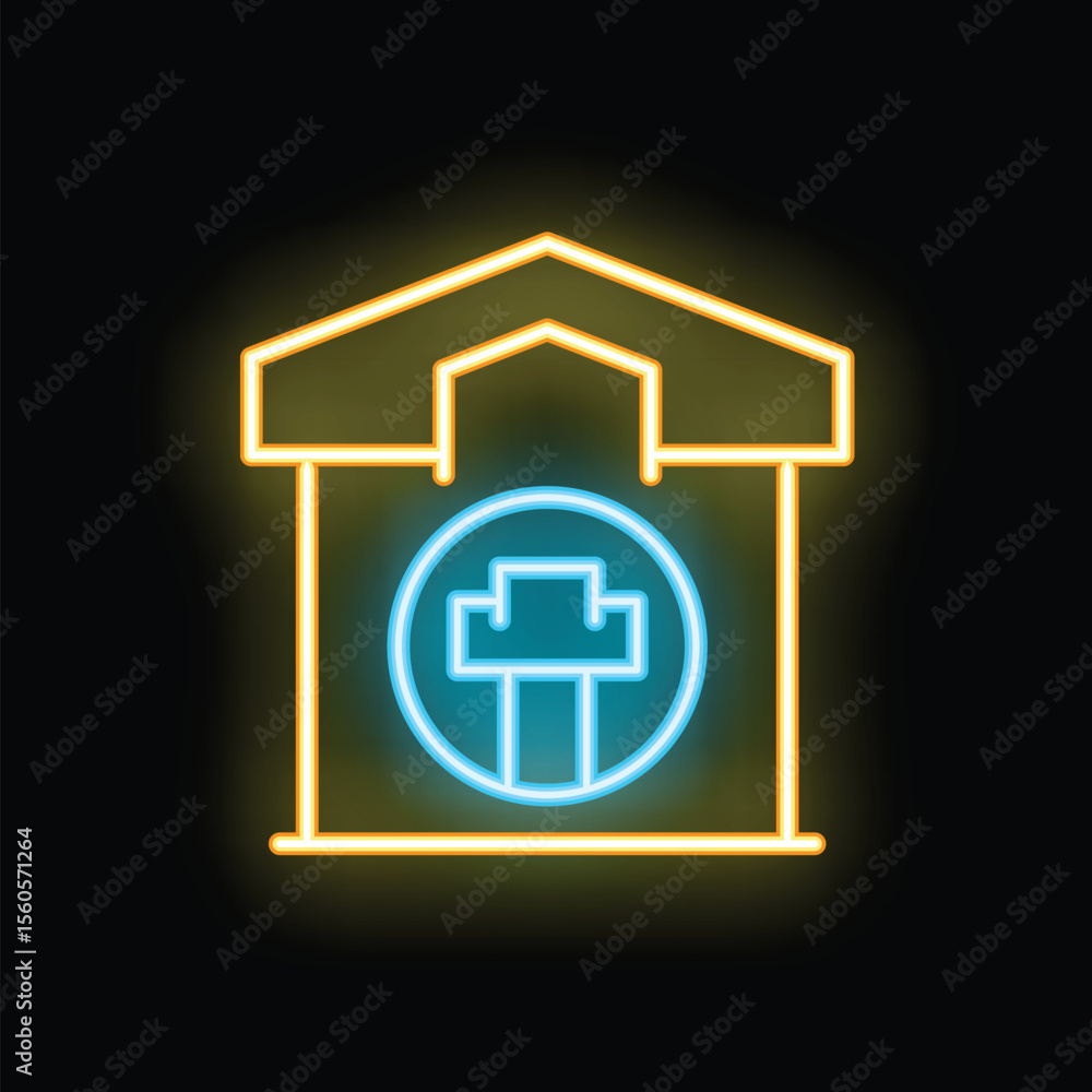 Obraz premium Glowing neon line farm house concept icon isolated on black background vector illustration for design