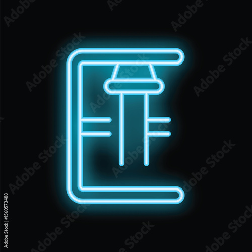 Glowing blue neon icon of a calisthenics street workout bar, ideal for fitness and outdoor exercise related designs