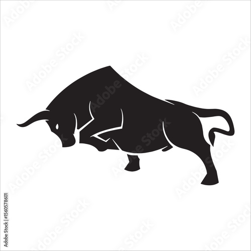 Aggressive Bull Silhouette