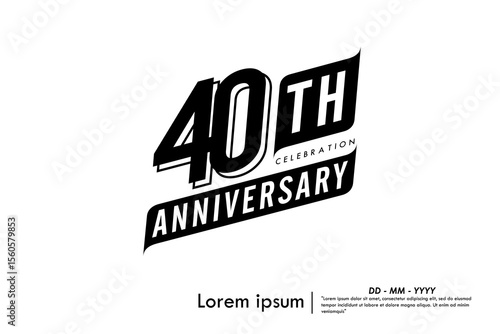 40th years anniversary celebration emblem. congratulations anniversary black logo badge isolated with ribbons on white background. vector illustration template design for web banner.