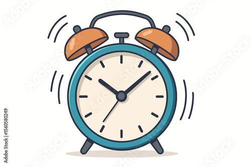 Ringing retro alarm clock vector illustration. Wake up call for the morning. Concept of time management, deadline, punctuality and schedule. Classic timer flat cartoon icon isolated.