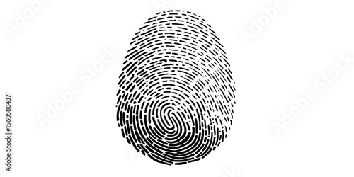 Black forensic fingerprint pattern on white background for unique identity security