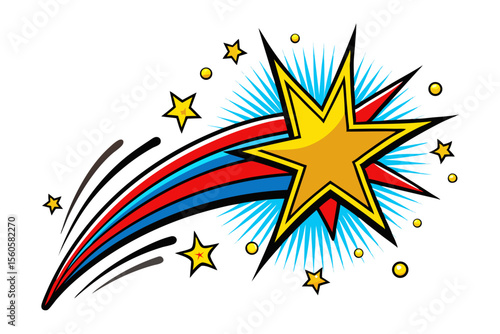 colored comic line art vector icon set