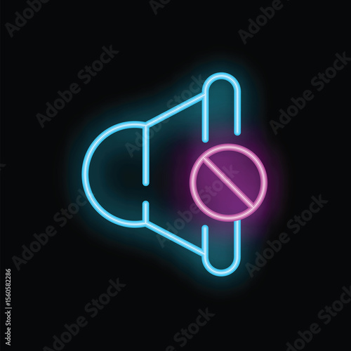 Neon sign showing the concept of censorship with a muted loudspeaker icon