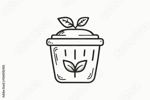 compost bin eco doodle hand drawn icon