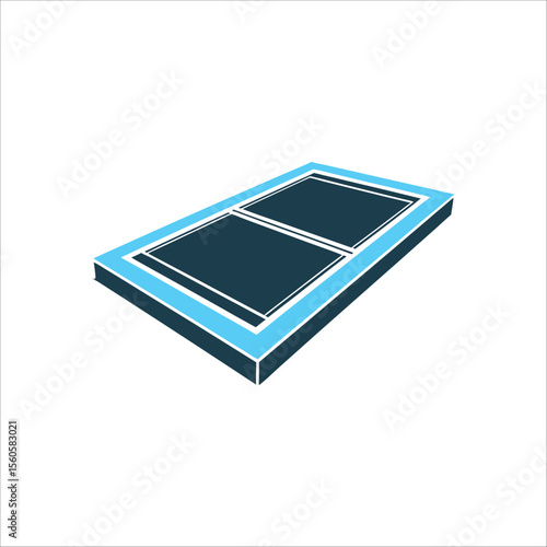 Isometric Hard Court Illustration, Blue and Black Hard court surface