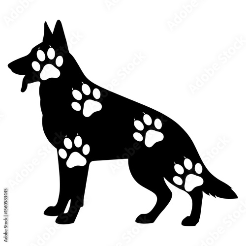 Funny German Shepard dog Vector, German Shepard dog Lover, Silhouette Clip Art
