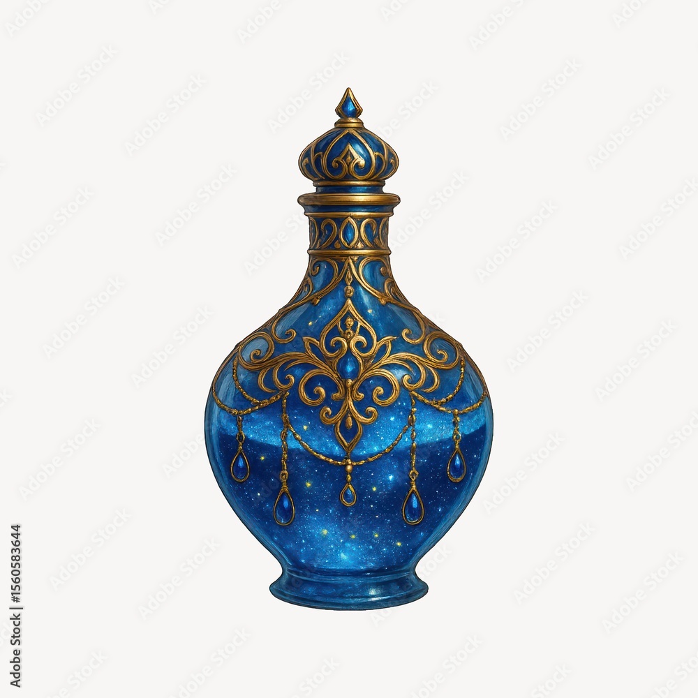 Mystical ornate blue potion bottle Mystical ornate blue potion bottle