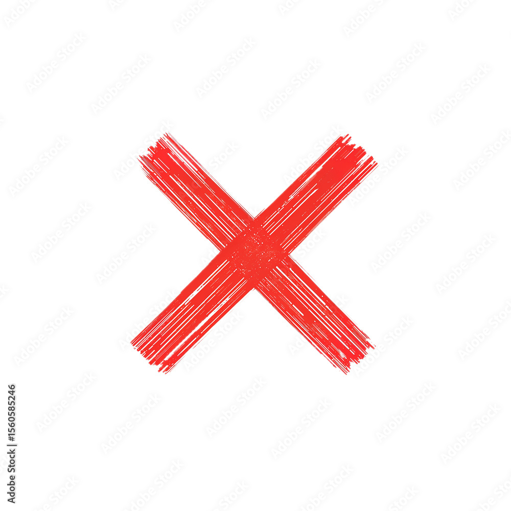 Fototapeta premium Hand-drawn Red X Mark Rejection, Cancellation, Error Symbol