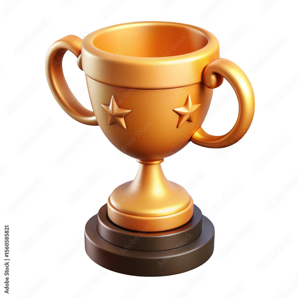 Golden trophy with two stars isolated on transparent background Golden trophy with two stars isolated on transparent background