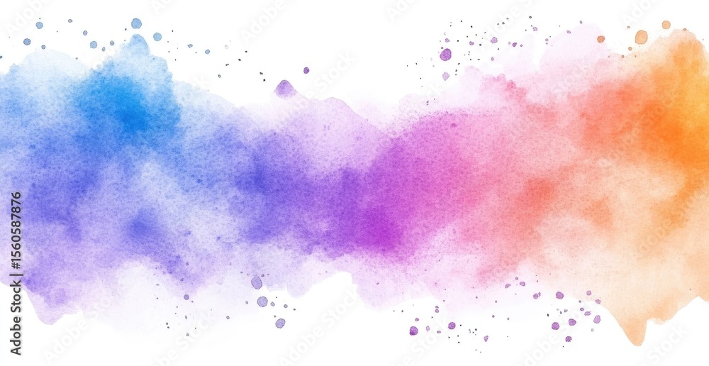 Obraz premium Abstract watercolor wash, multi-colored, horizontal swathe on white background