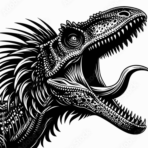 Dilophosaurus Hissing in a Prehistoric Forest