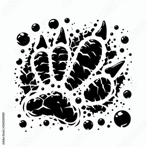Dinosaur Footprint Imprinted in Muddy Ground