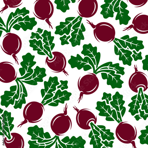 Beet background, pattern set. Collection icon beet. Vector