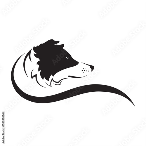 Stylized Border Collie Dog Head Silhouette