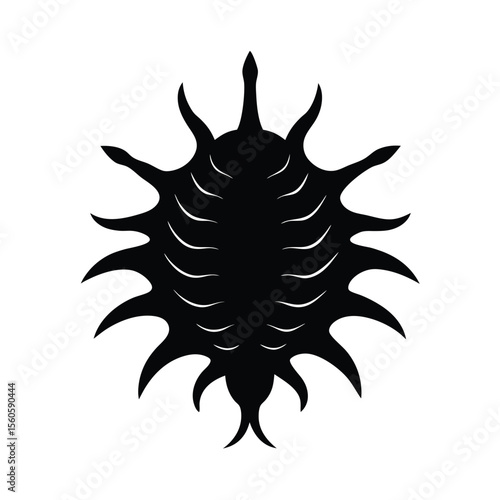 Barnacle vector silhouette sea creature on white background for oceanic marine biology designs