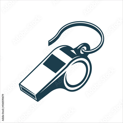 Isolated Whistle Illustration, Side View, Dark Blue Whistle Side view with loop and mouthpiece