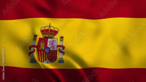 Wallpaper Mural Waving Spanish national flag, a patriotic symbol of the European country Torontodigital.ca