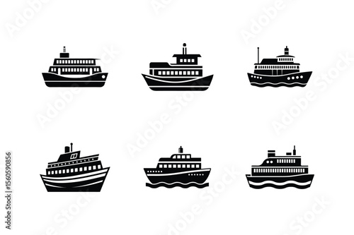 ferry boat icon silhouette vector illustration