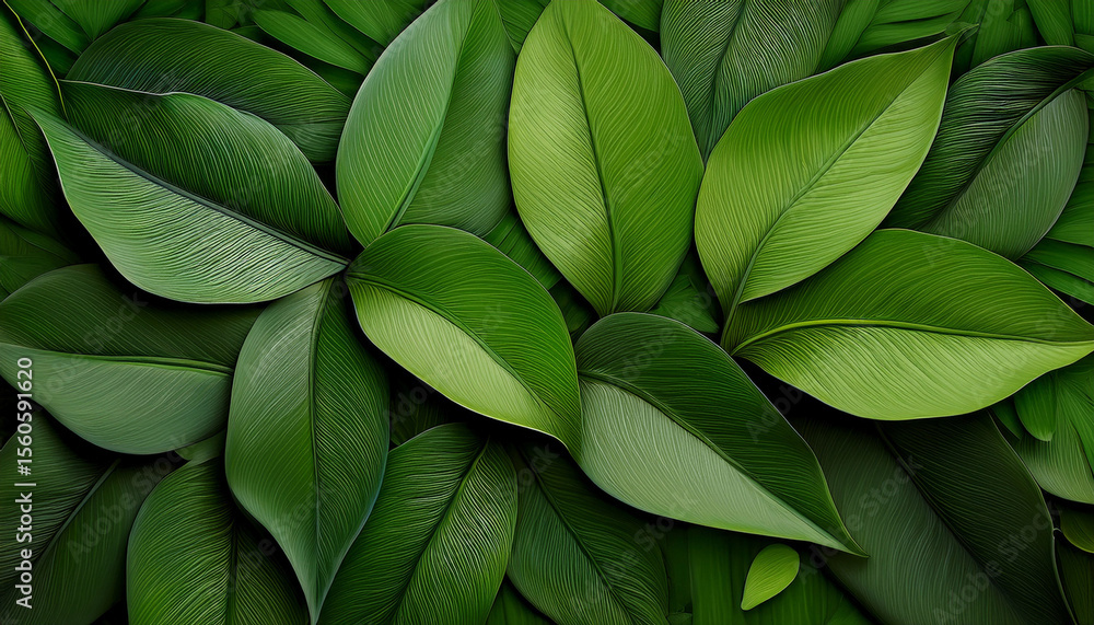Fototapeta premium a lush arrangement of vibrant green leaves showcasing intricate textures and shades perfect for backgrounds and nature themed designs