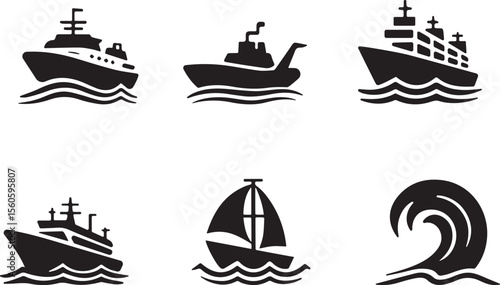 Large Ship Vector Illustration for Nautical Designs

