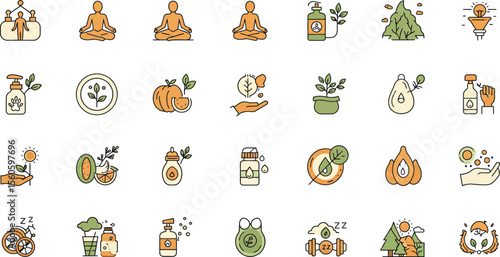 Sustainable Living Icons Eco-Friendly Lifestyle Illustrations