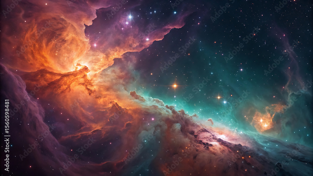 Obraz premium Celestial Symphony A Breathtaking Tapestry of Cosmic Dust and Glowing Nebulae Illuminating the Infinite Expanse of Space