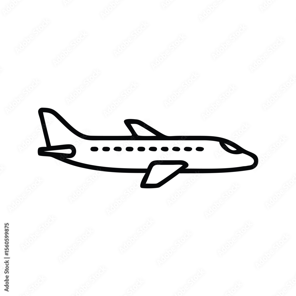 Obraz premium Line art airplane icon representing passenger travel.