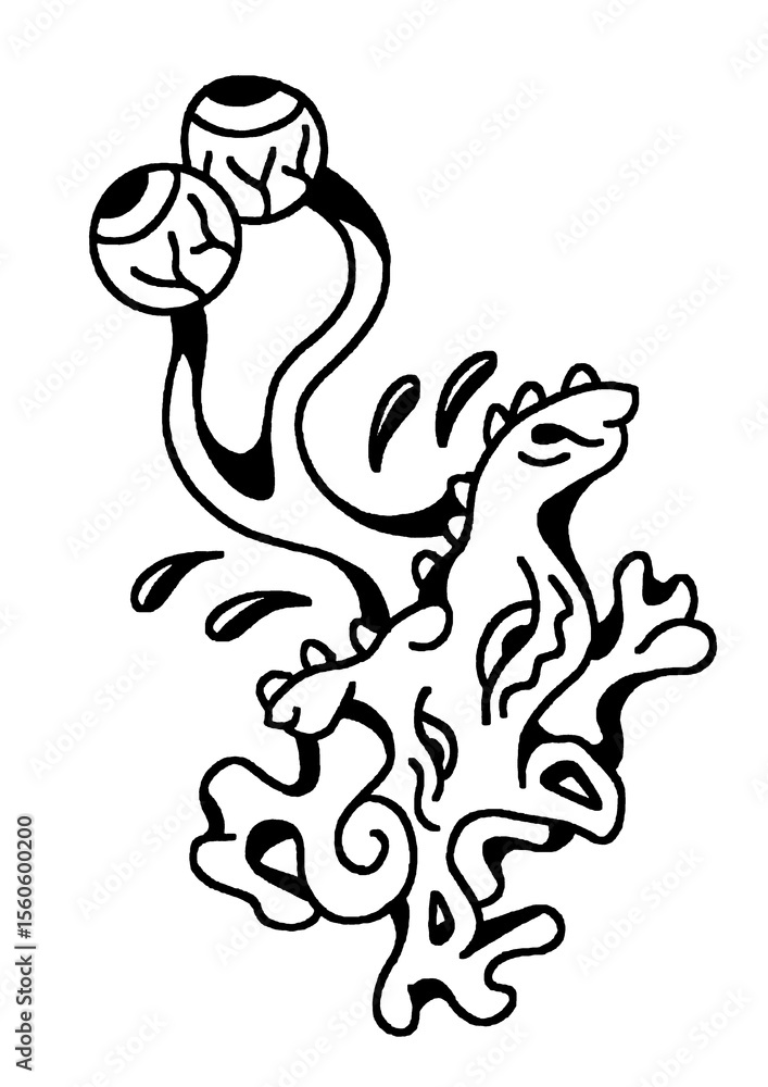 Obraz premium Surreal creature with floating eyes, abstract monster art