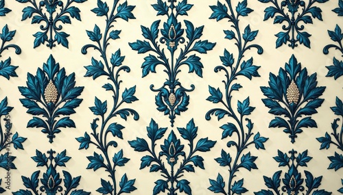 Subtle damask pattern featuring leaves and vines, ideal for backgrounds , decor, home decor, vector