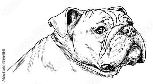 english bulldog head portrait close up sketch vector