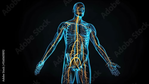 Interactive 3‑D visualization revealing human autonomic nerves branching from brain to fingertips in real time