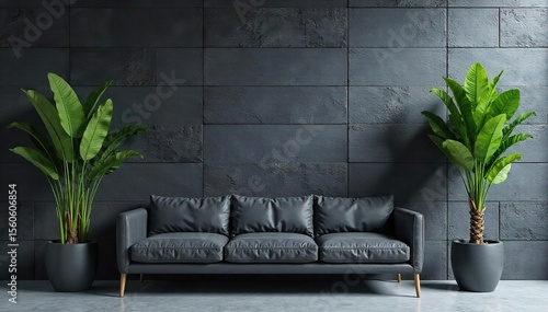 Modern Dark Gray Slate Tile Wall Sophisticated Interior Design Feature for Minimalist and Contemporary Homes