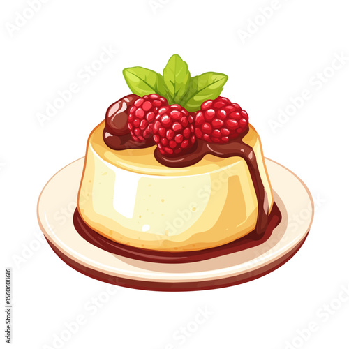 Pudding, cartoon vector illustration, flat 2D isometric style, white background.