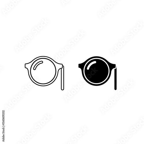 Monocles comparison showing outline version versus solid black version side by side with vs in the middle