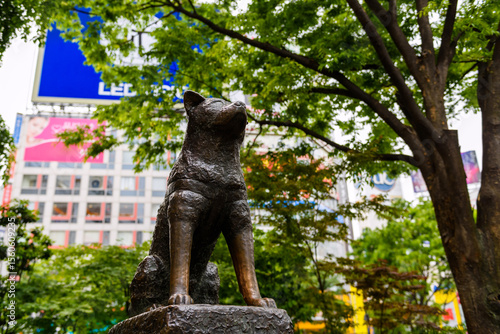 Hachiko statue at station by Shibuya crossing, Tokyo, Japan