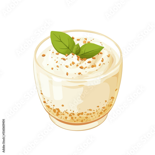 Rice Pudding, flat 2D isometric cartoon vector image isolated on white background.