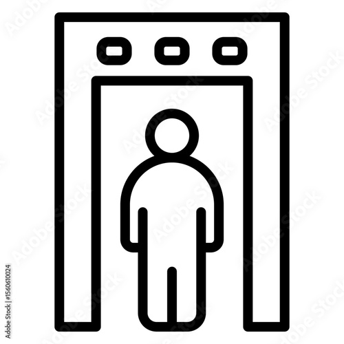 Airport Security Check Vector Line Icon Design