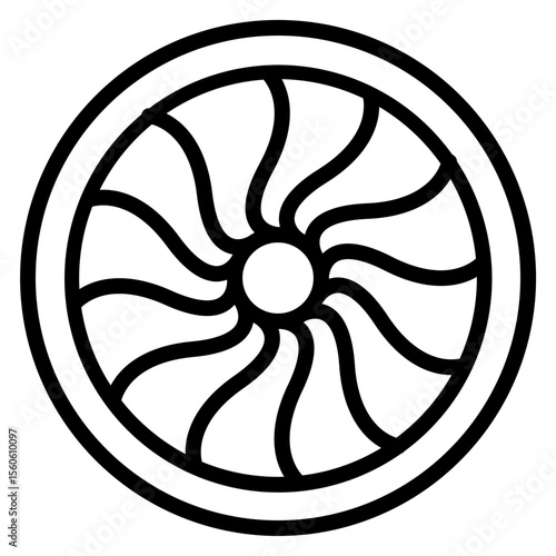 Airplane Engine Vector Line Icon Design