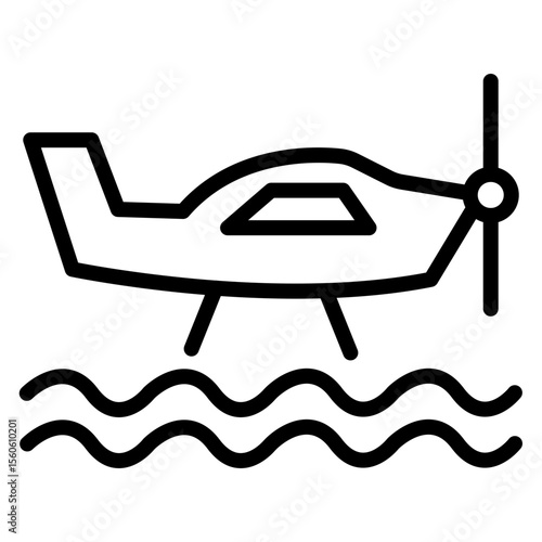 Sea Plane Vector Line Icon Design