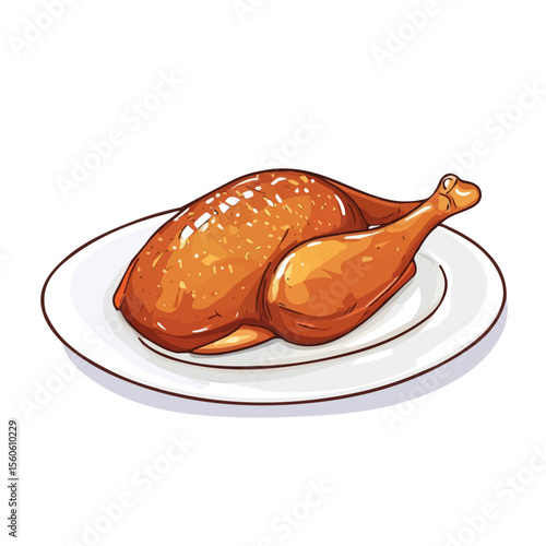 Peking Duck, cartoon vector illustration, flat 2D isometric style, white background.