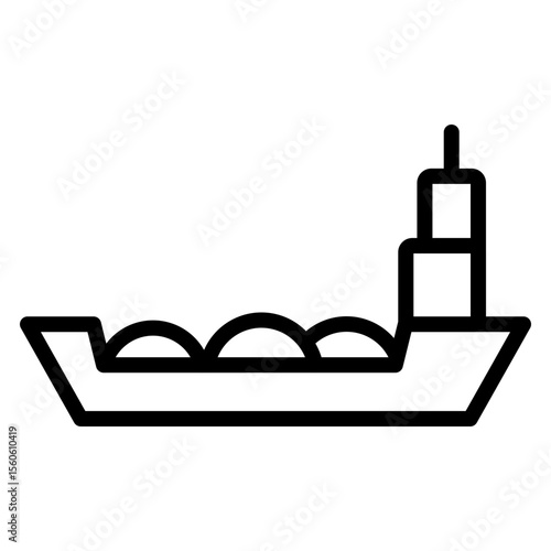 River Barge Vector Line Icon Design