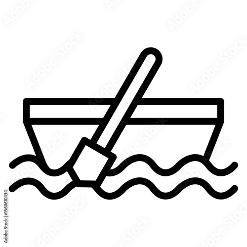 Rowboat Vector Line Icon Design