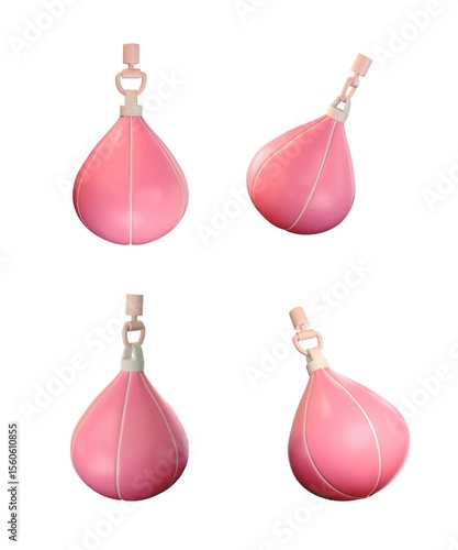 Photography Set de íconos 3D que celebra el boxeo femenino y el bienestar: guantes, equipo, entrenamiento y fitness