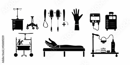 Essential Medical Devices Icon Pack – Simple Black Outline Vector